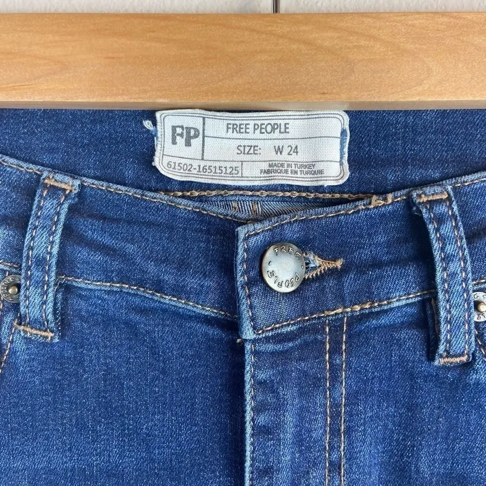Free People Distressed Frayed Hem Skinny Jeans